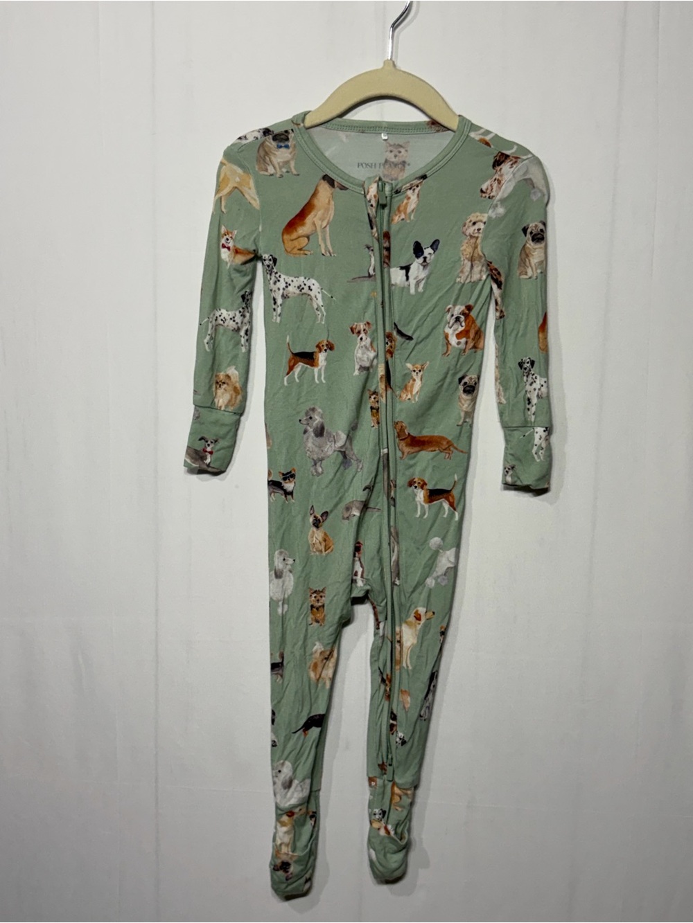 Posh Peanut Dog Print Footed Bamboo Pajamas, Sleeper